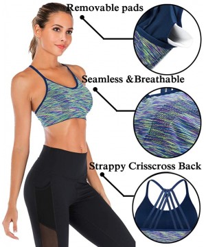 Bras Women's Medium Support Strappy Sports Bra Racerback Yoga Bras Running Gym Athletic Vest - Camouflage green - CT18KC26H9X