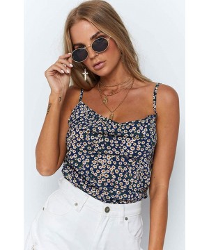 Camisoles & Tanks Women Floral Chiffon Camisole Tops Undershirt - Blue - CP19DLY6S9T