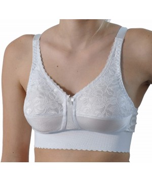 Bras 610 Lace Wide Band Mastectomy Pocket Bra (Multiple Sizes & Colors) - White - C811675DDM1