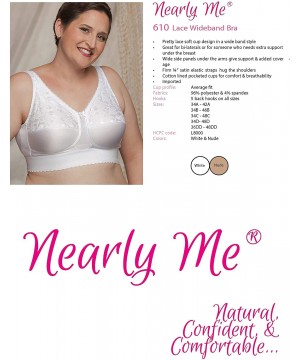 Bras 610 Lace Wide Band Mastectomy Pocket Bra (Multiple Sizes & Colors) - White - C811675DDM1