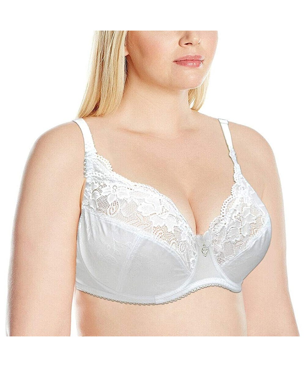 Bras Women's Everyday Lace Minimizer Bra Plus Size Bras Full Coverage with Underwire - White - CR18CMWC2I0