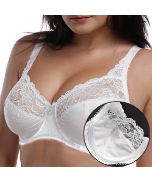 Bras Women's Everyday Lace Minimizer Bra Plus Size Bras Full Coverage with Underwire - White - CR18CMWC2I0