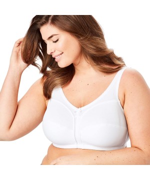 Bras Women's Plus Size Cotton Wireless Bra - White (0402) - CU116YLVWVR