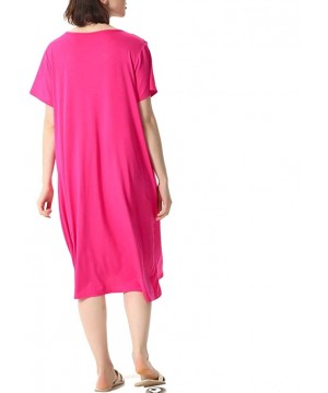 Nightgowns & Sleepshirts Women's Sleepwear Casual O-Neck Nightshirt Short Sleeve Long Nightgown - Rose Red - CP18WOEMLE5