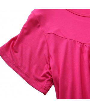 Nightgowns & Sleepshirts Women's Sleepwear Casual O-Neck Nightshirt Short Sleeve Long Nightgown - Rose Red - CP18WOEMLE5