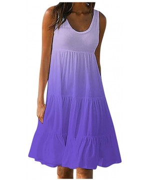 Bras Womens Midi Dress Ruched Club Party Camis Dress Beach Sundress - Zzz Purple - CE19C5OI6UW