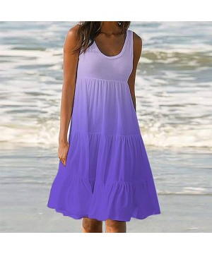 Bras Womens Midi Dress Ruched Club Party Camis Dress Beach Sundress - Zzz Purple - CE19C5OI6UW