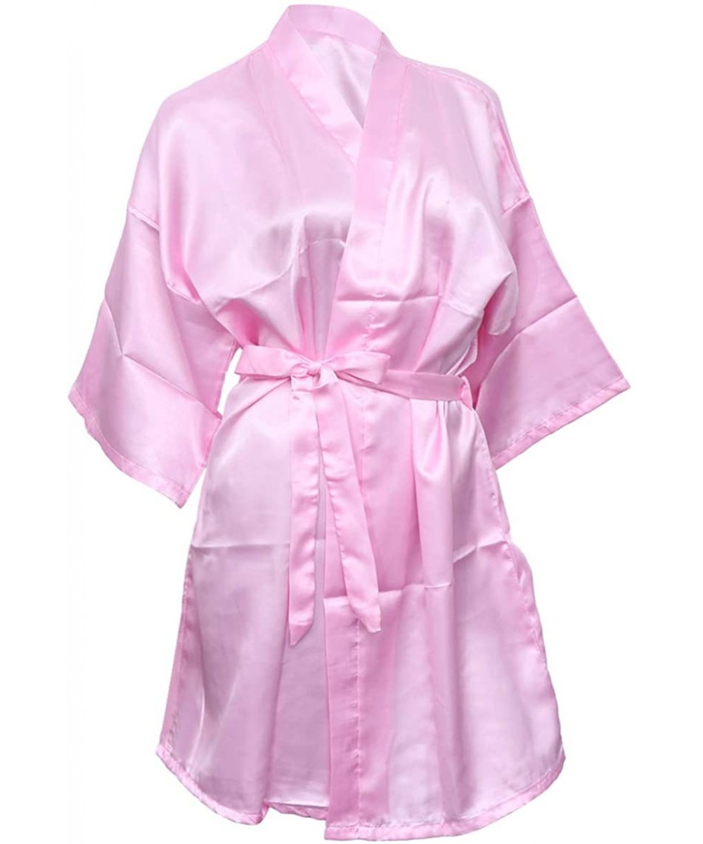 Robes Womens Short Bridal Kimono Robe Wedding Dress Nightgown Bridesmaid Sleepwear - Pink - CB190X27WZA