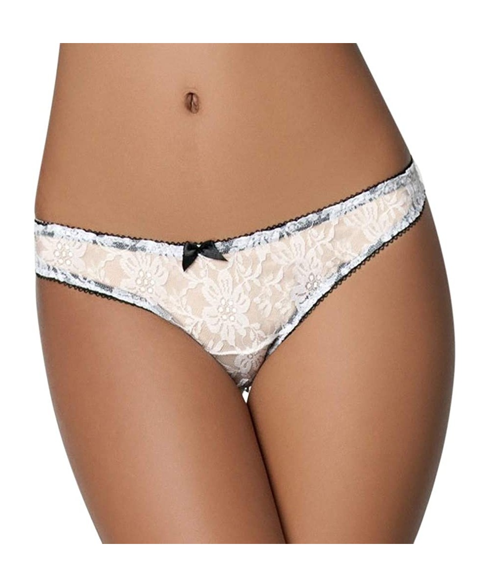 Bustiers & Corsets Women Underpants Low-Waist of Opening Lace Knickers Sexy Lingerie Underwear - White - CV18YEG50W6