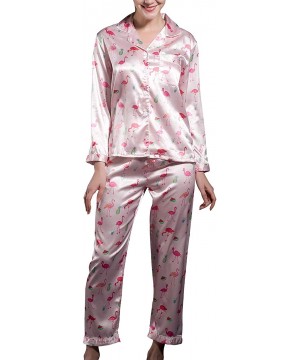 Sets Women's Satin Pajamas Set Silk Long Sleeves Pants Loungewear 2 Pieces Nightshirt Kit - Style3 - CK18NSN0XI3