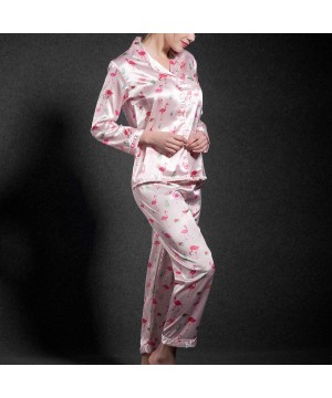 Sets Women's Satin Pajamas Set Silk Long Sleeves Pants Loungewear 2 Pieces Nightshirt Kit - Style3 - CK18NSN0XI3