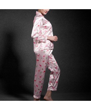 Sets Women's Satin Pajamas Set Silk Long Sleeves Pants Loungewear 2 Pieces Nightshirt Kit - Style3 - CK18NSN0XI3