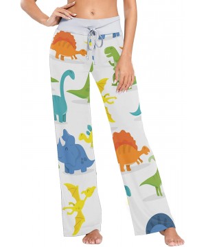 Bottoms Cartoon Dinosaur Colorful Women Loose Palazzo Casual Drawstring Sleepwear Print Yoga Pants - CC19CSKIKYW