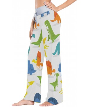 Bottoms Cartoon Dinosaur Colorful Women Loose Palazzo Casual Drawstring Sleepwear Print Yoga Pants - CC19CSKIKYW