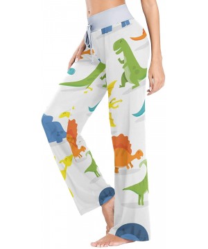 Bottoms Cartoon Dinosaur Colorful Women Loose Palazzo Casual Drawstring Sleepwear Print Yoga Pants - CC19CSKIKYW