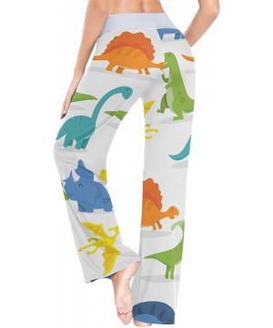 Bottoms Cartoon Dinosaur Colorful Women Loose Palazzo Casual Drawstring Sleepwear Print Yoga Pants - CC19CSKIKYW