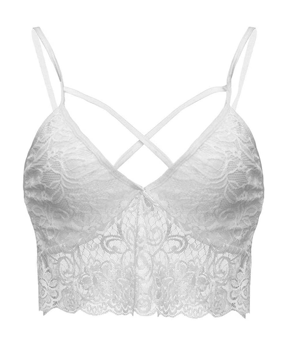 Slips Fashion Women Sexy Wireless Bra Lace Bandage Lingerie Sleepwear Vest S-2XL - White - C8190TLQ6A3