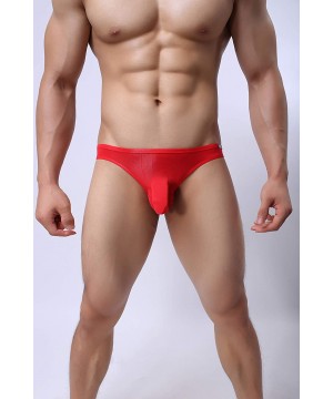 Briefs Mens Sexy Ice Silk Briefs Underwear Breathable Elephant Nose Underpants - Blu+red+yel+wht - CD18AU5ZEIY