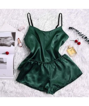 Robes Satin Silk Pajamas Bow Nightdress Lingerie Women Underwear Sleepwear - Green - CW197D8RGET