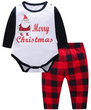 Sleep Sets Christmas Pajamas for Family- Merry Christmas Santa Classic Plaid Matching Family Xmas Pajama Set - Infants' - C91...