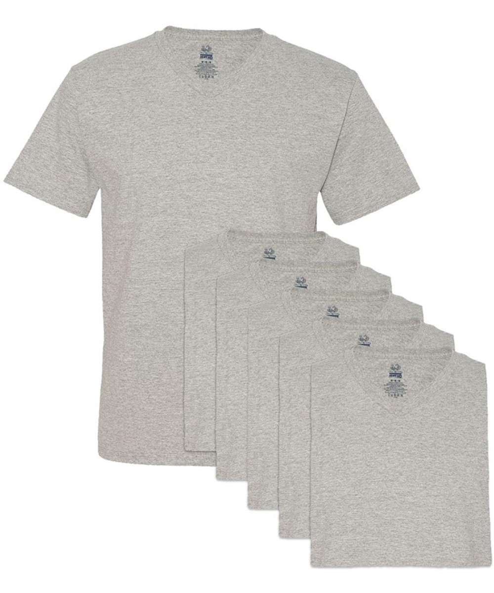 Undershirts Men's 6 Pack V-Neck T-Shirt- Athletic Heather- Large - CI125XAGVIH