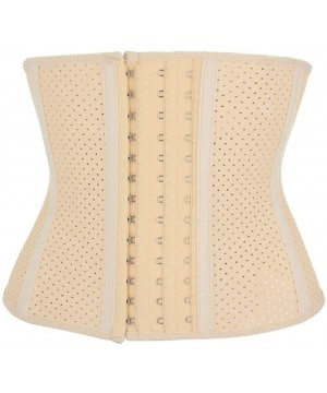 Bustiers & Corsets Women Plus Size Waist Corset Rubber Top Corset Steel Boned-C665-1 - Beige - CZ190ORDIEK