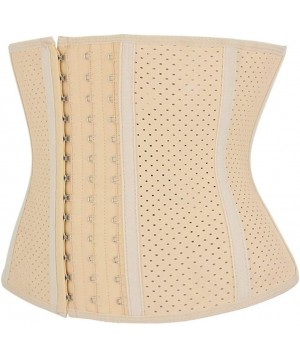 Bustiers & Corsets Women Plus Size Waist Corset Rubber Top Corset Steel Boned-C665-1 - Beige - CZ190ORDIEK