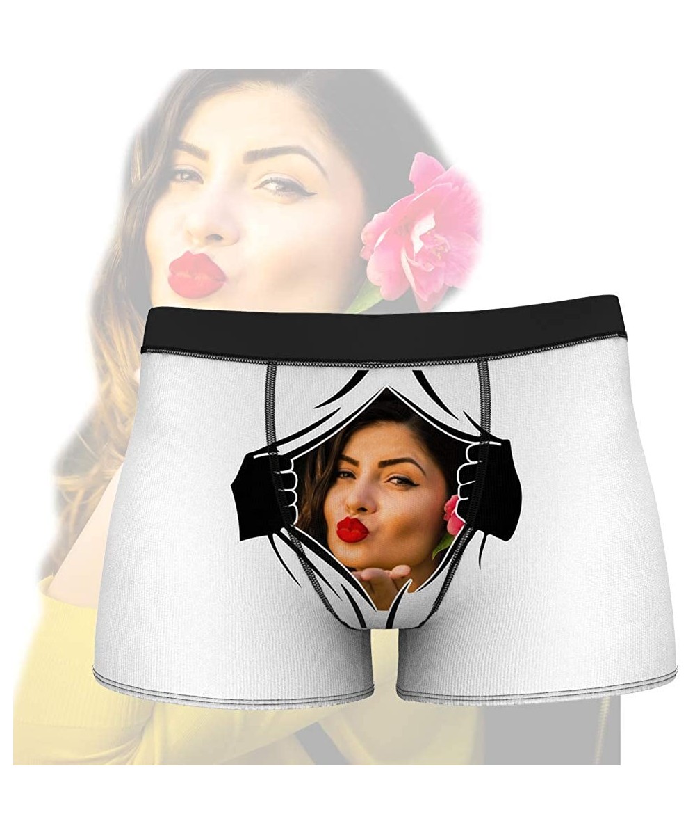 Boxers Custom Mens Boxer Briefs Wife's Face on Body Novelty Boxer Shorts Underpants Funny Photo for Boyfriend Husband - White...