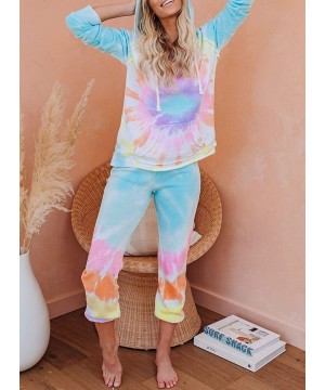 Sets Women Tie Dye Printed Pajamas Set Crewneck Long Sleeve Tee and Jogger Pants PJ Set Loungewear Nightwear Sleepwear - A Mu...