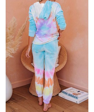 Sets Women Tie Dye Printed Pajamas Set Crewneck Long Sleeve Tee and Jogger Pants PJ Set Loungewear Nightwear Sleepwear - A Mu...