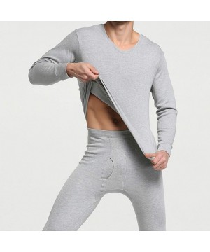 Thermal Underwear Mens Thermal Underwear Set Ultra Soft Long John Set Winter Base Layer Top and Bottom - V Dark Blue - C0192K...