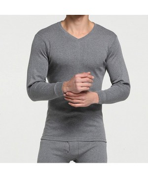 Thermal Underwear Mens Thermal Underwear Set Ultra Soft Long John Set Winter Base Layer Top and Bottom - V Dark Blue - C0192K...