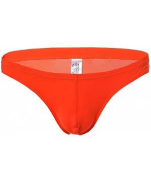 Briefs Mens Underwear Thong Briefs Low Waist Underwear Soft Breathable Knickers - Orange - CL18SEXAZLY