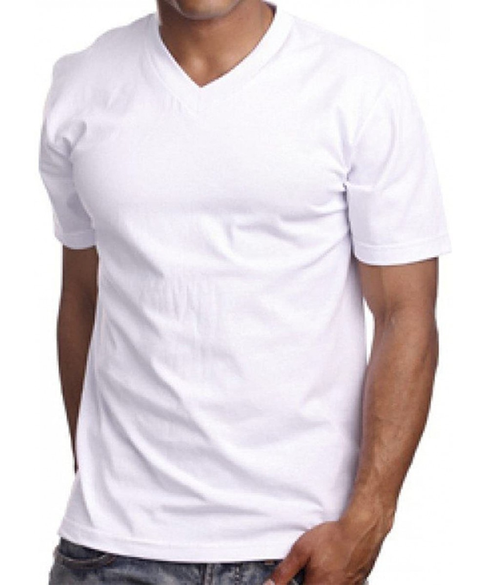 Undershirts Giovanni White Men's 100% Cotton V-Neck T-Shirt 1st Quality. - 3 Pack - C512GAQR9I9