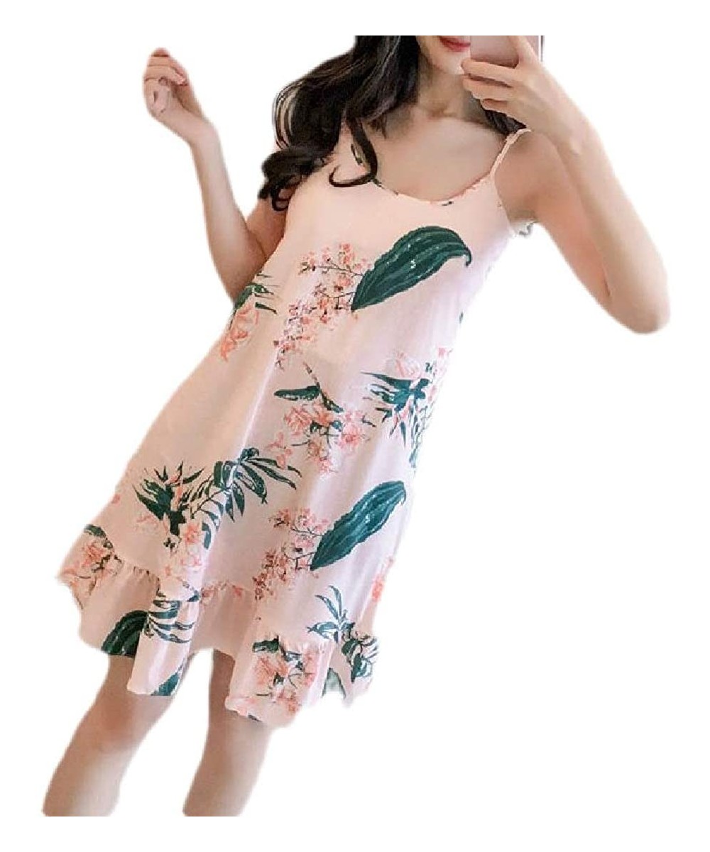 Nightgowns & Sleepshirts Women's Strappy Sleep Dress Printing Sleepwear Sexy Nightgowns - 1 - CV19C57TTQW