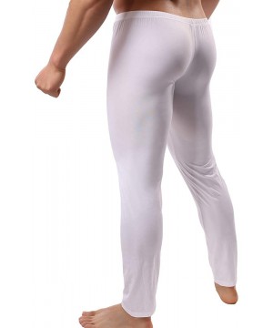 Thermal Underwear Men's Sexy Underwear Bottoms Low Rise Leggings Pants Mesh Long Trousers - Thicker White - CB18LT6Q829