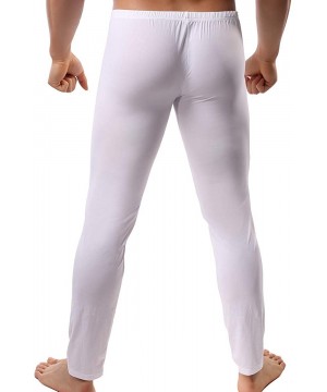 Thermal Underwear Men's Sexy Underwear Bottoms Low Rise Leggings Pants Mesh Long Trousers - Thicker White - CB18LT6Q829