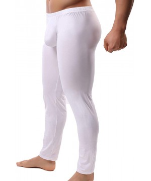 Thermal Underwear Men's Sexy Underwear Bottoms Low Rise Leggings Pants Mesh Long Trousers - Thicker White - CB18LT6Q829