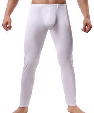 Thermal Underwear Men's Sexy Underwear Bottoms Low Rise Leggings Pants Mesh Long Trousers - Thicker White - CB18LT6Q829