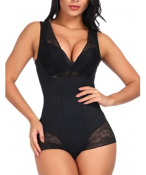 Shapewear Women Backless Shapewear Bodysuti Shaper Sexy Lace Smooth Plunge Body Briefer - Black2 - CW198DQSEHR