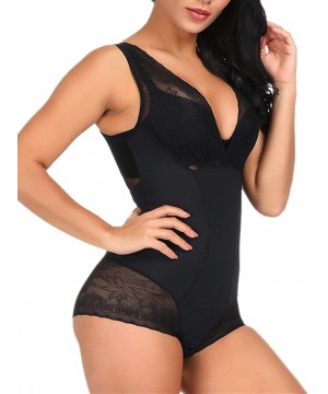 Shapewear Women Backless Shapewear Bodysuti Shaper Sexy Lace Smooth Plunge Body Briefer - Black2 - CW198DQSEHR