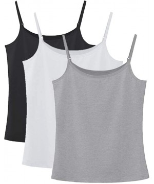 Camisoles & Tanks Women's Camisole Soft Tank Top with Adjustable Spaghetti Strap - 3 Pack - Black/White/Grey - CJ194EM4HSW