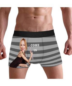 Briefs Personalized Men's Funny Face Boxer- Your Photo on Custom Underwear for Men Come in Please All Gray Stripe - Multi 1 -...