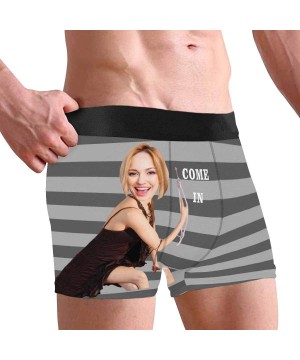 Briefs Personalized Men's Funny Face Boxer- Your Photo on Custom Underwear for Men Come in Please All Gray Stripe - Multi 1 -...