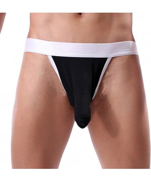 Briefs Mens Underwear Thong Briefs Soft Breathable Knickers Short - Black - C518T7ARCRK