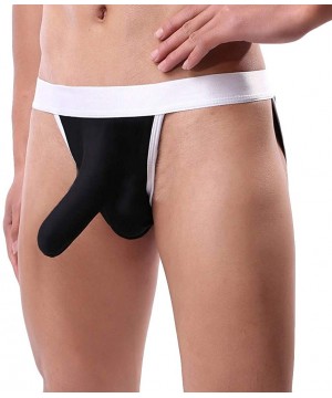 Briefs Mens Underwear Thong Briefs Soft Breathable Knickers Short - Black - C518T7ARCRK