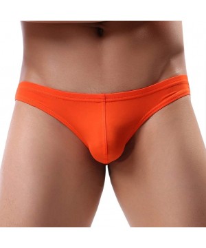 Briefs Mens Underwear Thong Briefs Low Waist Underwear Soft Breathable Knickers - Orange - CL18SEXAZLY