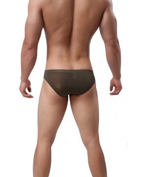 Briefs Men's Sexy Thong Ice Silk Briefs Comfort Underwear - Bronze - CR18T8WHXQR