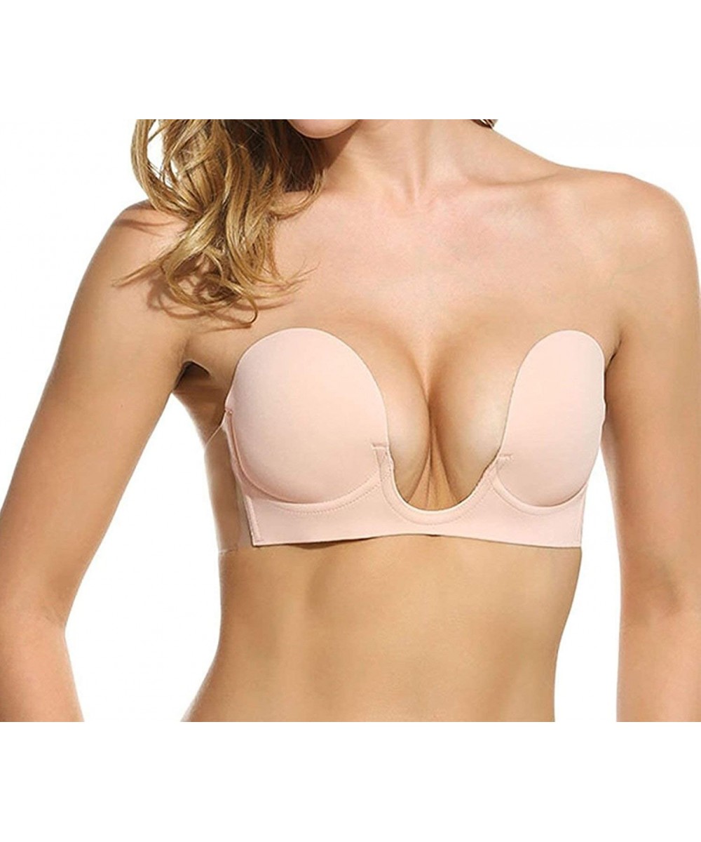 Bras Womens V Bra Max Cleavage Booster Shaper - Nude (Strapless) - CB12NZ8WDRS