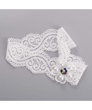 Garters & Garter Belts Wedding Bridal Garter Ivory Lace Garter Set with Rhinestone Satin Bow - Flower - CS19C4K2KAG